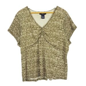 Jones NY Womens Short Sleeve Y2K Babydoll Top 3X Green Earthy Beach Coast